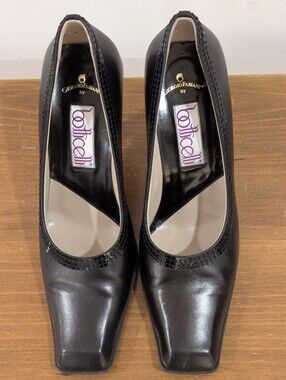 Giorgio Fabiani x Botticelli Vintage Black Leather Square Toe Pumps